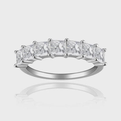 Princess Cut Moissanite Eternity Band, Wedding Ring for Women, Anniversary Ring, Full Eternity Diamond Simulant Band, 14K Gold Ring.