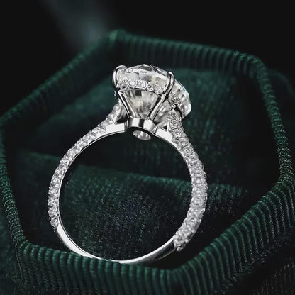 Oval Moissanite Engagement Ring, Hidden Halo Ring Pave Band, Wedding Ring, Propose Ring, Anniversary Gift, Bridal Jewelry, Gift for Her