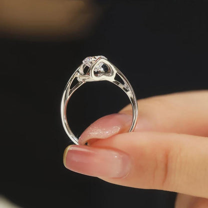 Round Moissanite Solitaire Ring, Bypass Engagement Ring, Crossover Wedding Ring, Bridal Ring, Promise Ring, Anniversary Gift for Her