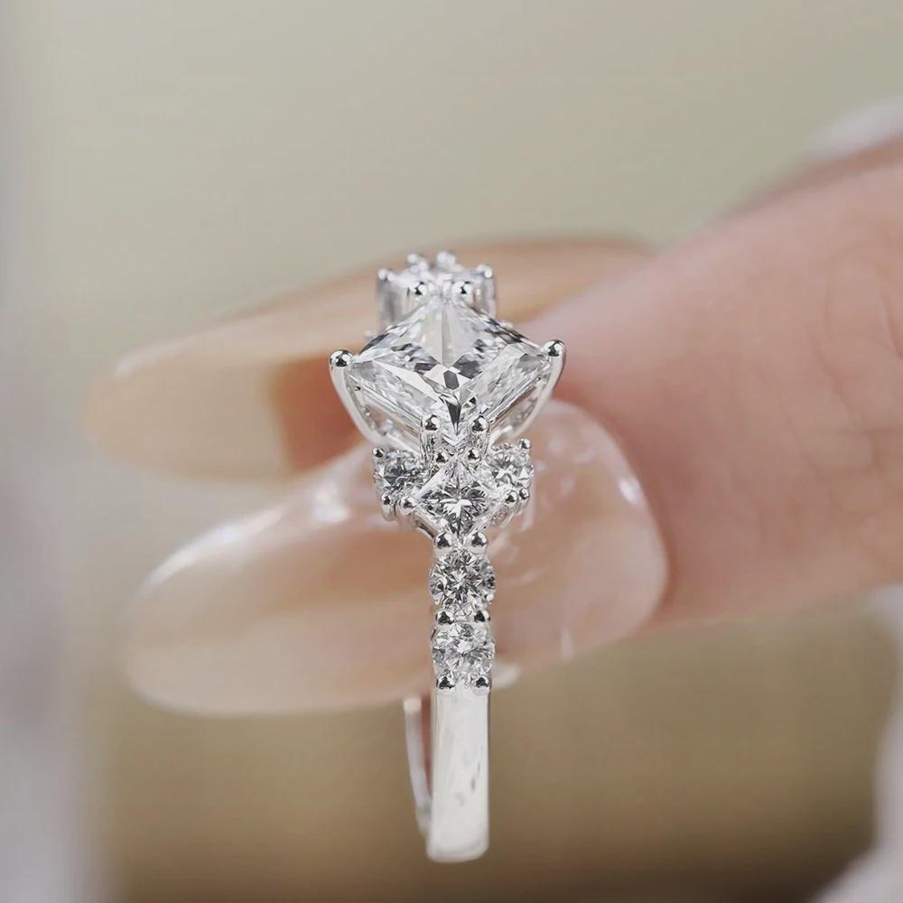 Princess Cut Wedding Ring, Side Stone Accents Ring, Moissanite Wedding Ring, Promise Ring, Anniversary Gift, Bridal Jewelry, Gift for Her