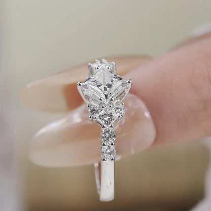 Princess Cut Wedding Ring, Side Stone Accents Ring, Moissanite Wedding Ring, Promise Ring, Anniversary Gift, Bridal Jewelry, Gift for Her