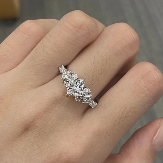 Princess Cut Wedding Ring, Side Stone Accents Ring, Moissanite Wedding Ring, Promise Ring, Anniversary Gift, Bridal Jewelry, Gift for Her