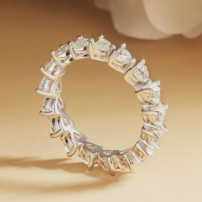 Heart Moissanite Eternity Band, Wedding Ring, Anniversary Gift, Diamond Simulant Stackable Band, Heart Cut Ring, 14K Gold Band