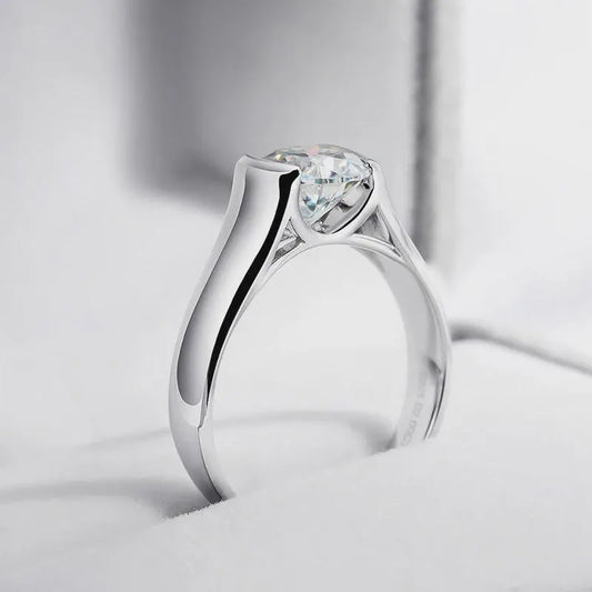 Solitaire Engagement Ring, Minimalist Diamond Wedding Ring, Modern Promise Ring for Her, Anniversary Gift