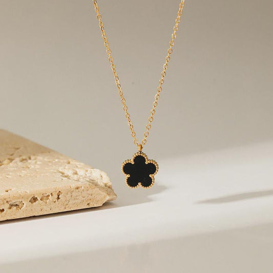 Five Leaf Clover Flower Necklace Lucky Charm Necklace 18K Gold Plated Pendant Minimalist Necklace, Gift for Wife  Everyday Wear Jewelry