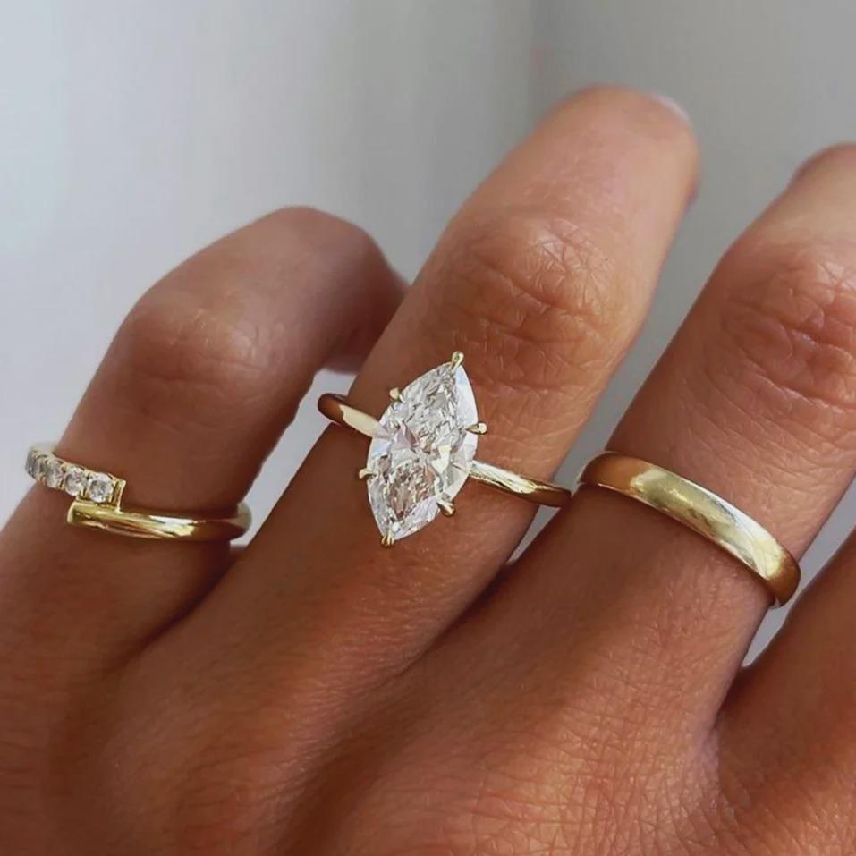 Marquise Cut Solitaire Diamond Or Moissanite Ring. Minimalist Style Perfect As Wedding, Promise, Anniversary, Or Bridal Gift Ring For Her.