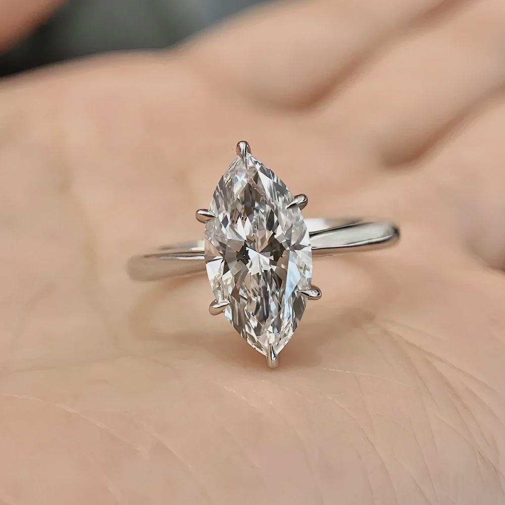 Marquise Cut Solitaire Diamond Or Moissanite Ring. Minimalist Style Perfect As Wedding, Promise, Anniversary, Or Bridal Gift Ring For Her.