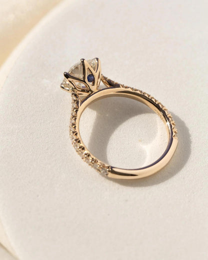 Round Cut Pave Solitaire Engagement Ring In Rose Gold. Choose Moissanite Or Diamond. Perfect Wedding, Promise, Or Anniversary Gift For Her.