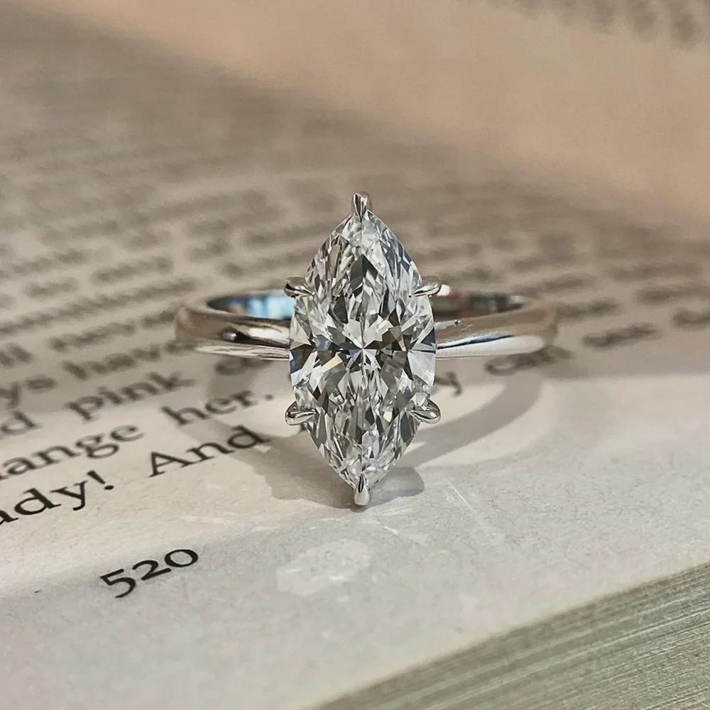 Marquise Cut Solitaire Diamond Or Moissanite Ring. Minimalist Style Perfect As Wedding, Promise, Anniversary, Or Bridal Gift Ring For Her.