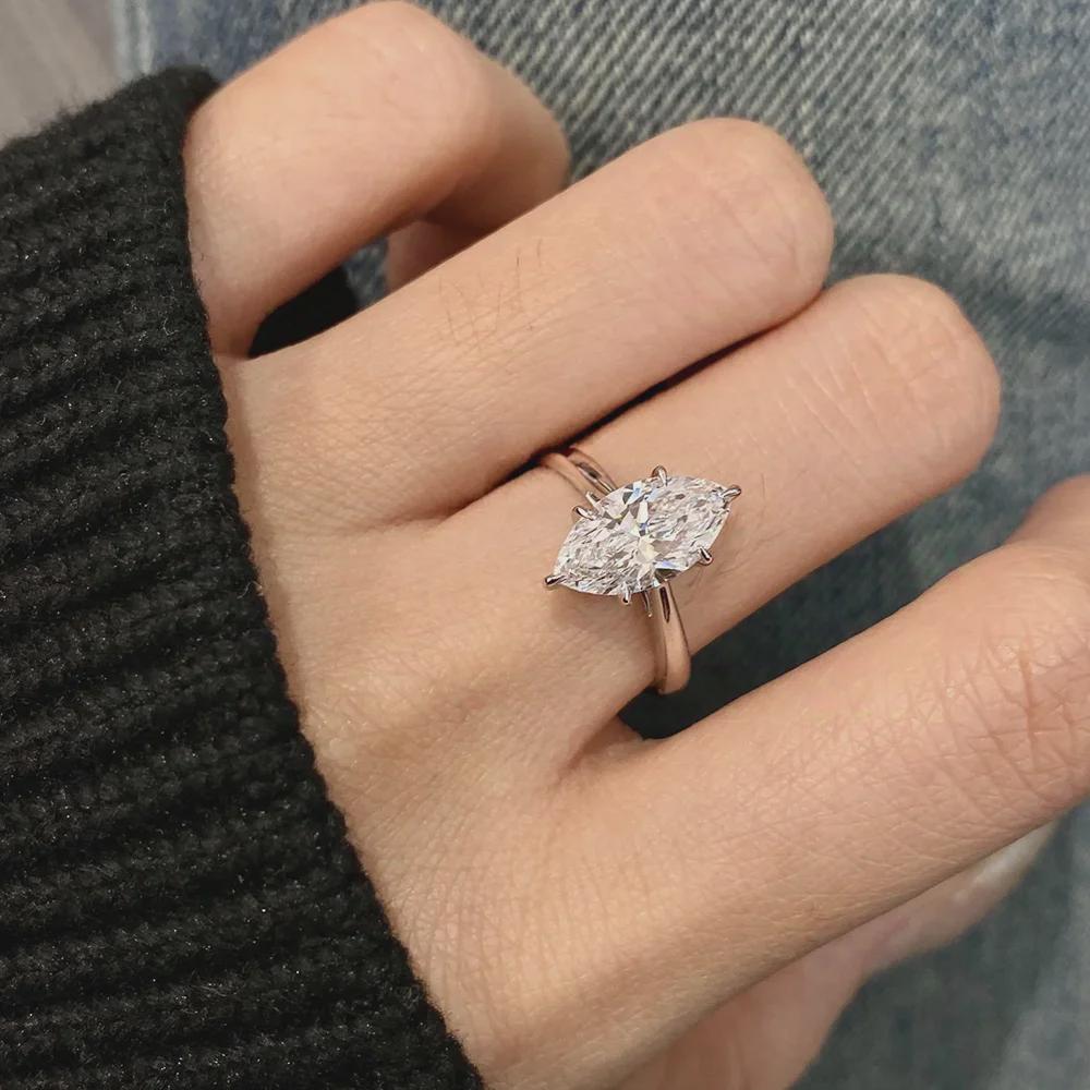 Marquise Cut Solitaire Diamond Or Moissanite Ring. Minimalist Style Perfect As Wedding, Promise, Anniversary, Or Bridal Gift Ring For Her.
