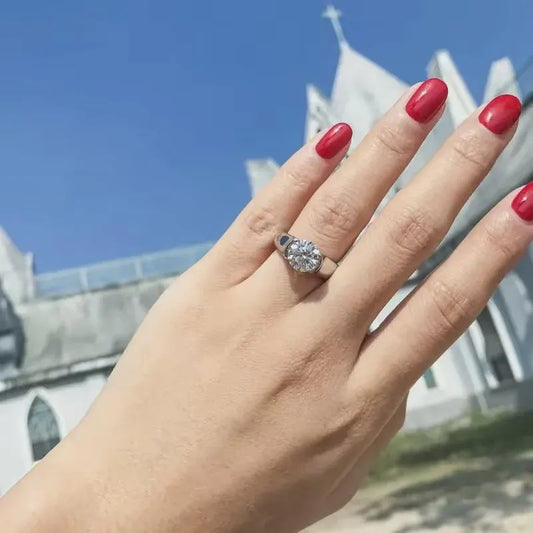 Solitaire Engagement Ring, Minimalist Diamond Wedding Ring, Modern Promise Ring for Her, Anniversary Gift