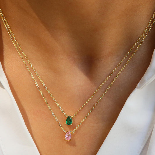 Birthstone Necklace, Birth Month Necklace, Customizable Gold Plated Jewelry, Minimalist Necklace, Personalized Birthday Gift For Her.