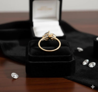Two Stone Pear Diamond Ring, Toi et Moi Engagement Ring, Cushion and Pear Moissanite, Gold Bridal Jewelry, Anniversary Gift for Her
