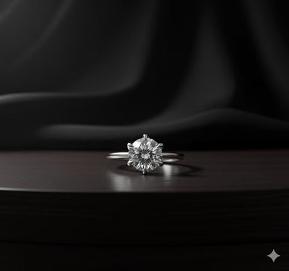 2CT Round Diamond Solitaire, Classic Wedding Jewelry for Her, Anniversary Gift