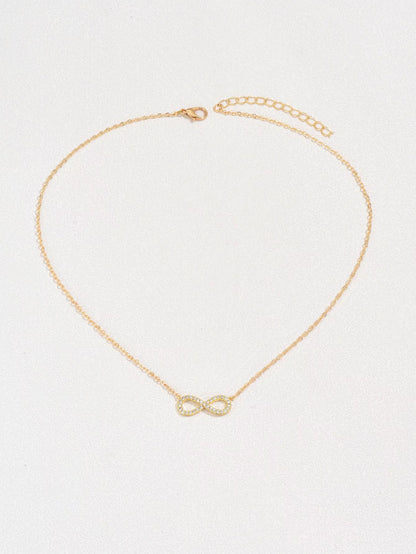 Eternal Infinity Gold Plated Necklace, 18K White Gold Plated Infinity Necklace With Moissanite, Pave Diamonds Necklace, Gift For Her.