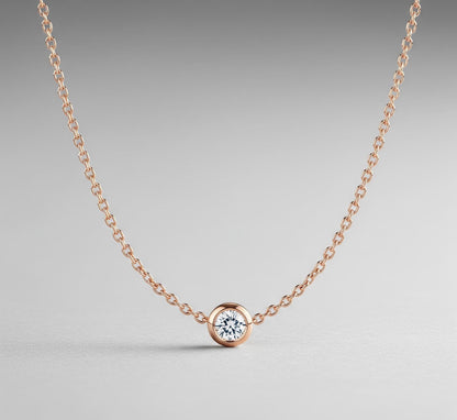 Minimalist Bezel Silver Plated Necklace, 18K White Gold Plated Solitaire Moissanite Necklace, Moissanite Bezel Pendant, Gift For Her.