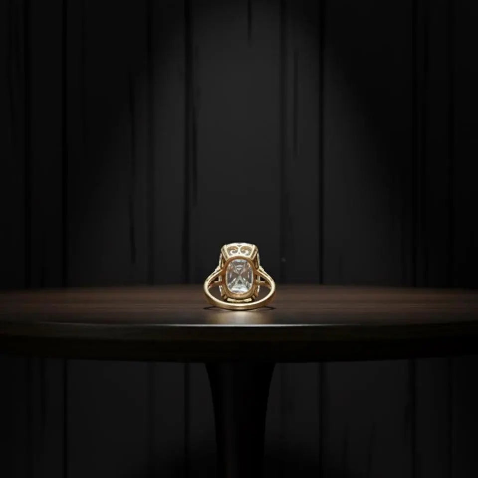 Cushion Cut Solitaire Ring, Gold & Diamond Ring, Elegant Engagement Ring, Wedding Jewelry, Bridal Gift