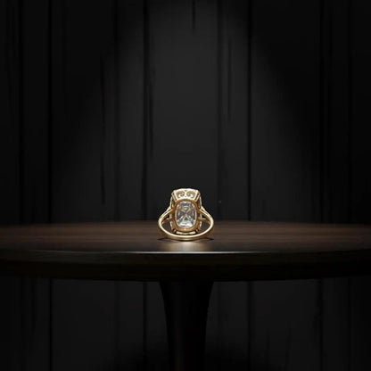 Cushion Cut Solitaire Ring, Gold & Diamond Ring, Elegant Engagement Ring, Wedding Jewelry, Bridal Gift