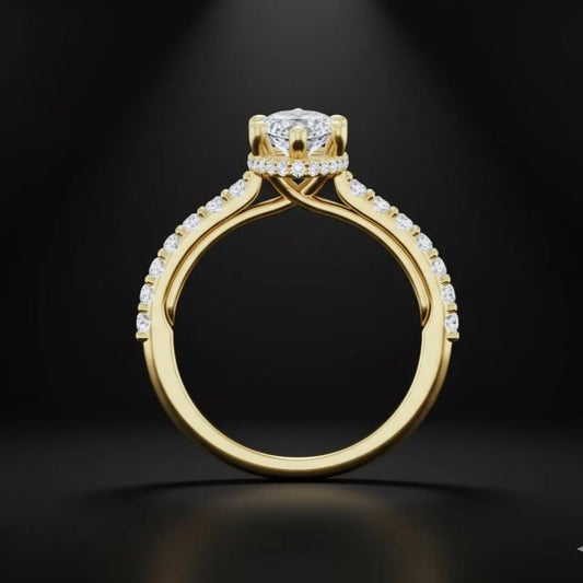 Hidden Halo Marquise Engagement Ring Mounting, Marquise Diamond Ring Setting, Gold Engagement Ring, Unique Marquise Ring, Hidden Halo Ring