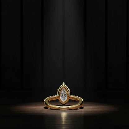 Hidden Halo Marquise Engagement Ring Mounting, Marquise Diamond Ring Setting, Gold Engagement Ring, Unique Marquise Ring, Hidden Halo Ring