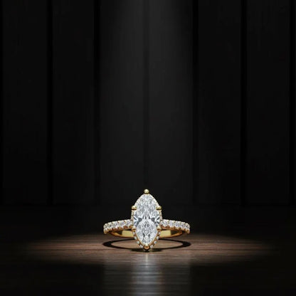 Hidden Halo Marquise Engagement Ring Mounting, Marquise Diamond Ring Setting, Gold Engagement Ring, Unique Marquise Ring, Hidden Halo Ring