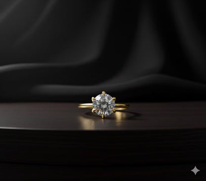 2CT Round Diamond Solitaire, Classic Wedding Jewelry for Her, Anniversary Gift