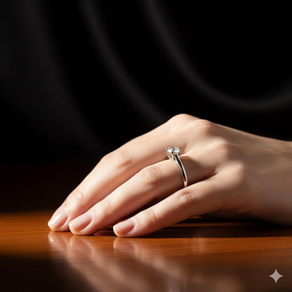 Radiant Diamond Ring, Moissanite Diamond Engagement Ring, Anniversary Gift for Her, Hidden Halo Ring, Solitaire Diamond Wedding Ring