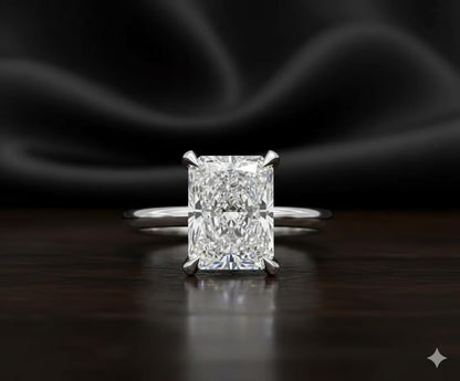 Radiant Diamond Ring, Moissanite Diamond Engagement Ring, Anniversary Gift for Her, Hidden Halo Ring, Solitaire Diamond Wedding Ring