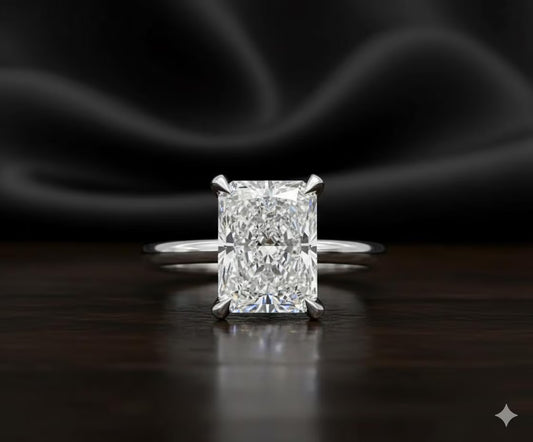 Radiant Diamond Ring, Moissanite Diamond Engagement Ring, Anniversary Gift for Her, Hidden Halo Ring, Solitaire Diamond Wedding Ring